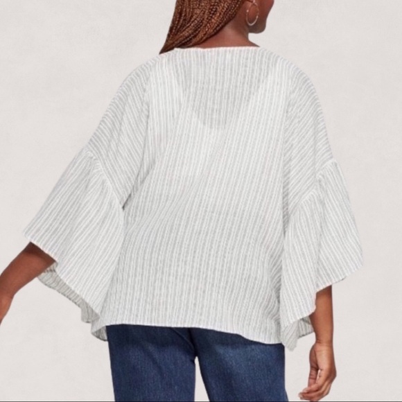 Universal Thread Oversized Stripes Ruffle Sleeves Kimono Duster Top - Picture 2 of 10